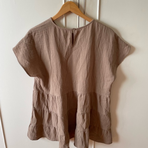 Seed Heritage Brown frill Top Size 10 Oversized Flowy Ruffle Top - Picture 2 of 7